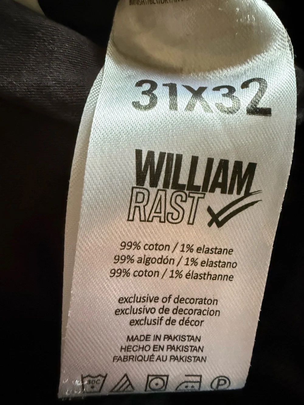 William Rast Dean Slim Straight Black Wash Jeans‎ Men’s 31x32 Stretch Denim